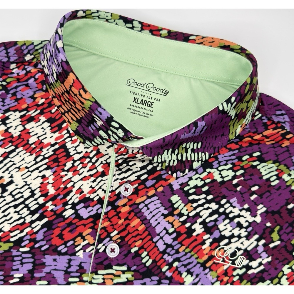 Good Good Golf Polo Men XL Multicolor Abstract Performance Stretch‎ Shirt